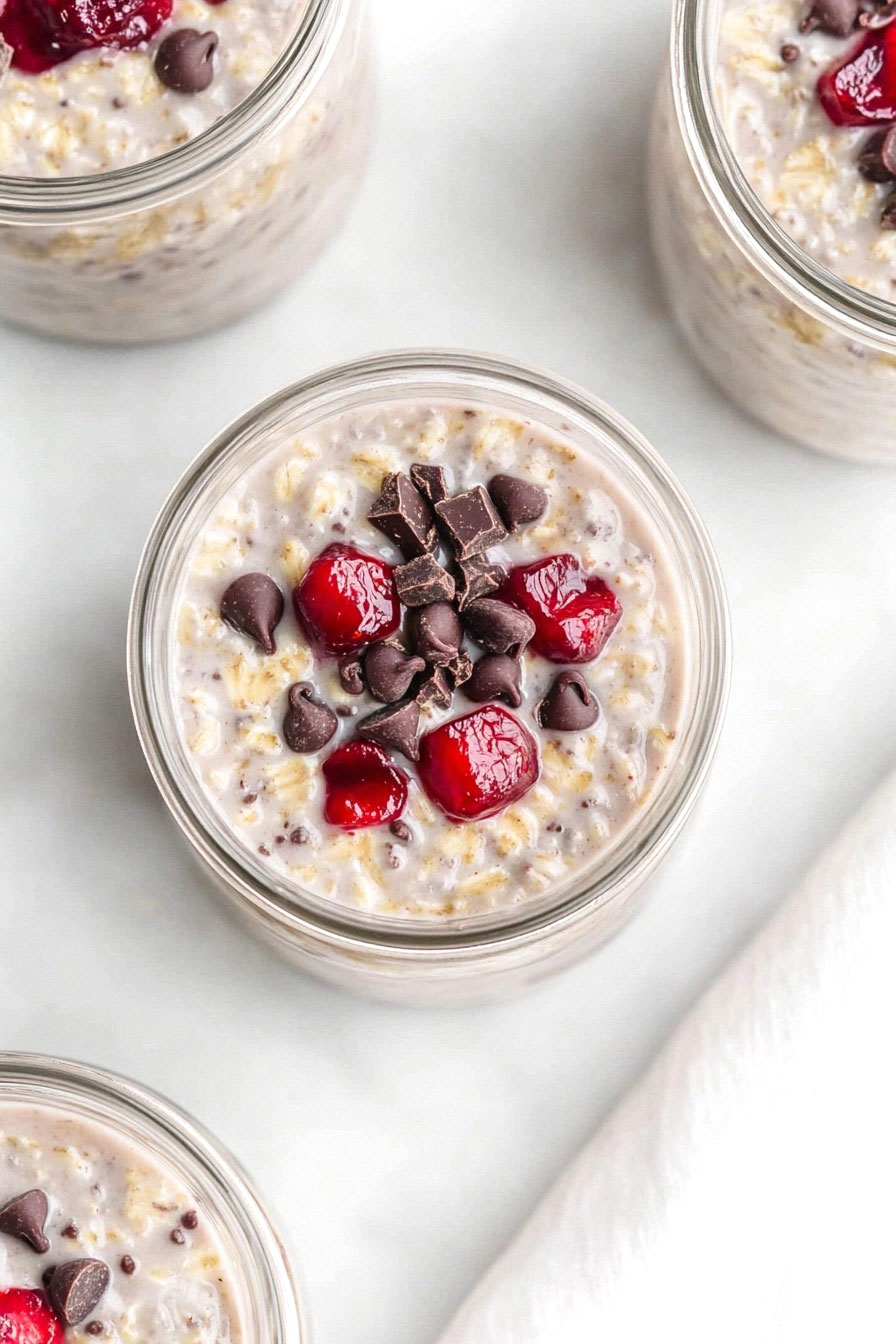 Cherry Overnight Oats with Chocolate Chips