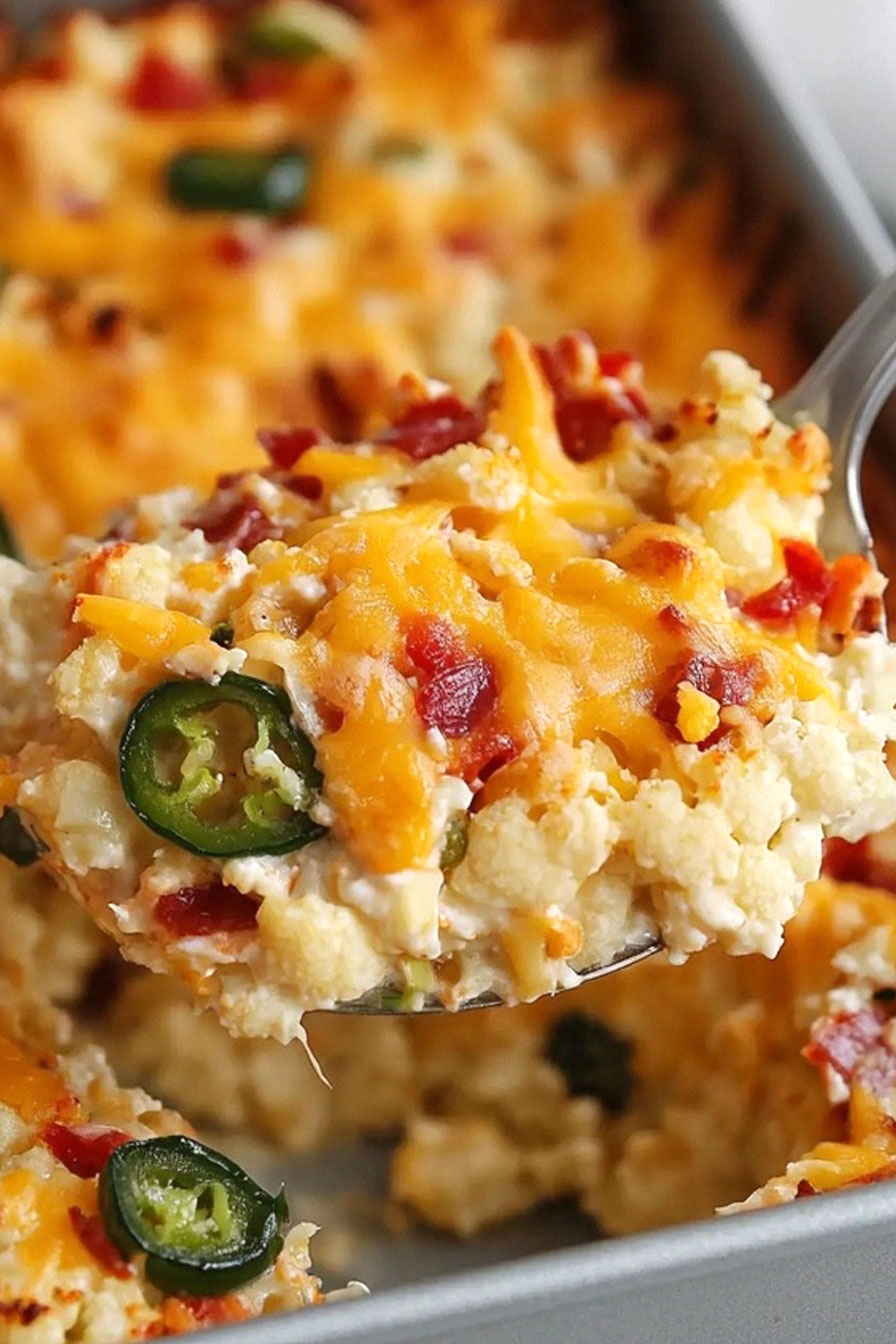 Cauliflower Jalapeno Popper Casserole