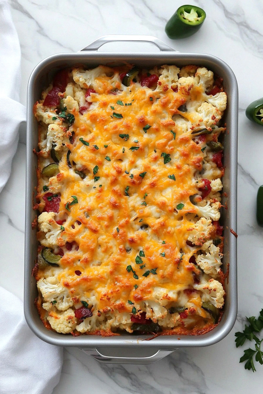Cauliflower Jalapeno Popper Casserole
