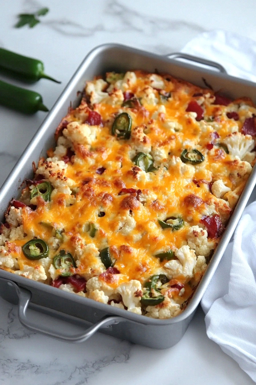 Cauliflower Jalapeno Popper Casserole