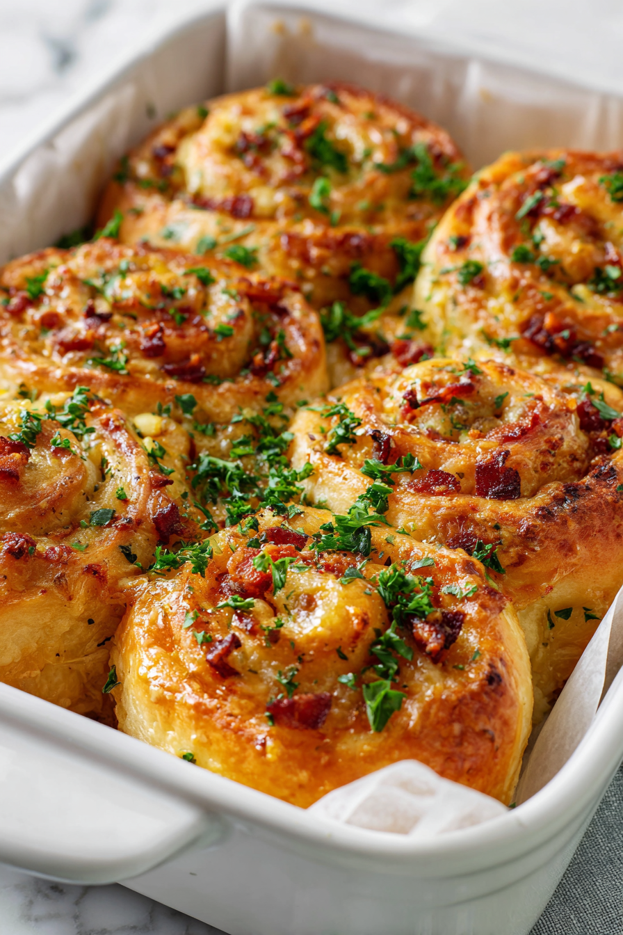 Bacon & Cheese Rolls with Garlic Butter