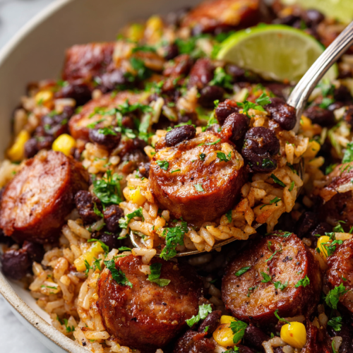 Black Beans, Sausage and Rice Skillet