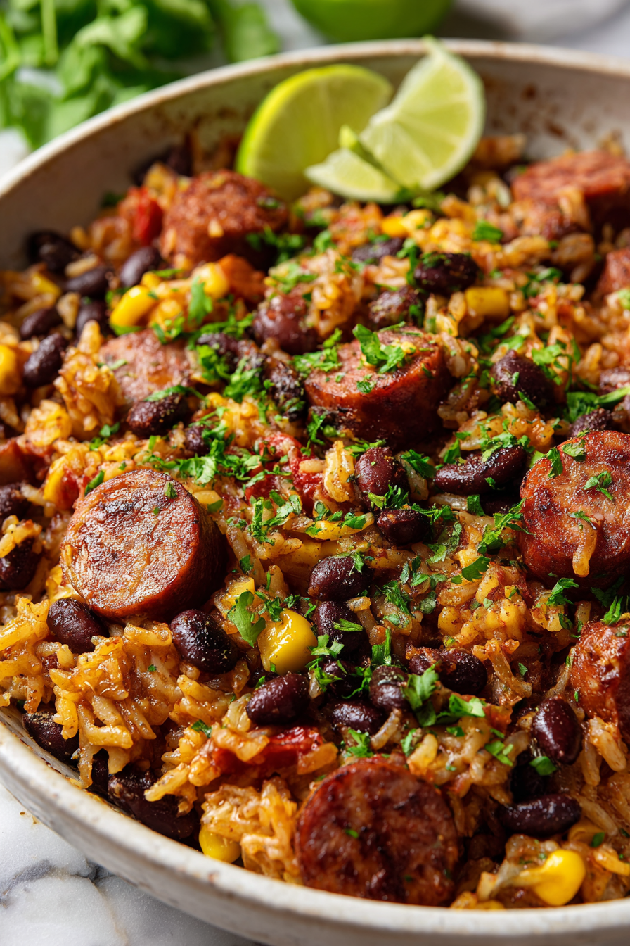 Black Beans, Sausage and Rice Skillet