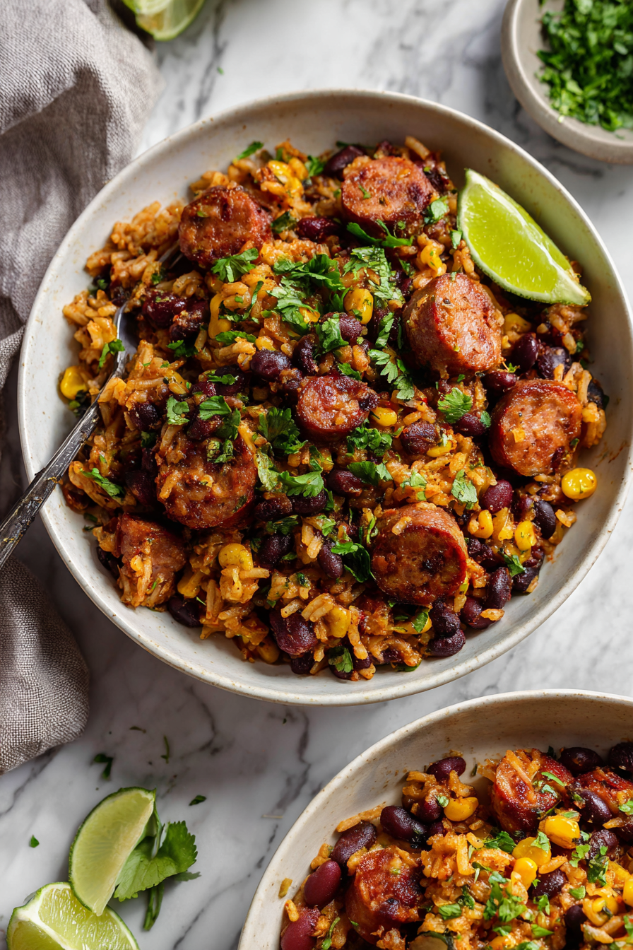 Black Beans, Sausage and Rice Skillet