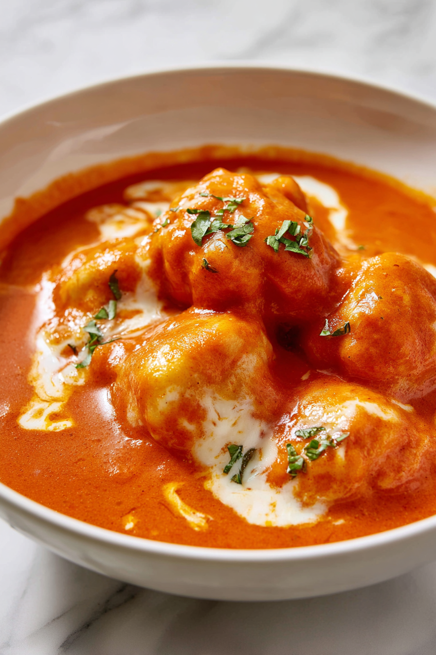 Cheese Dumpling Tomato Soup