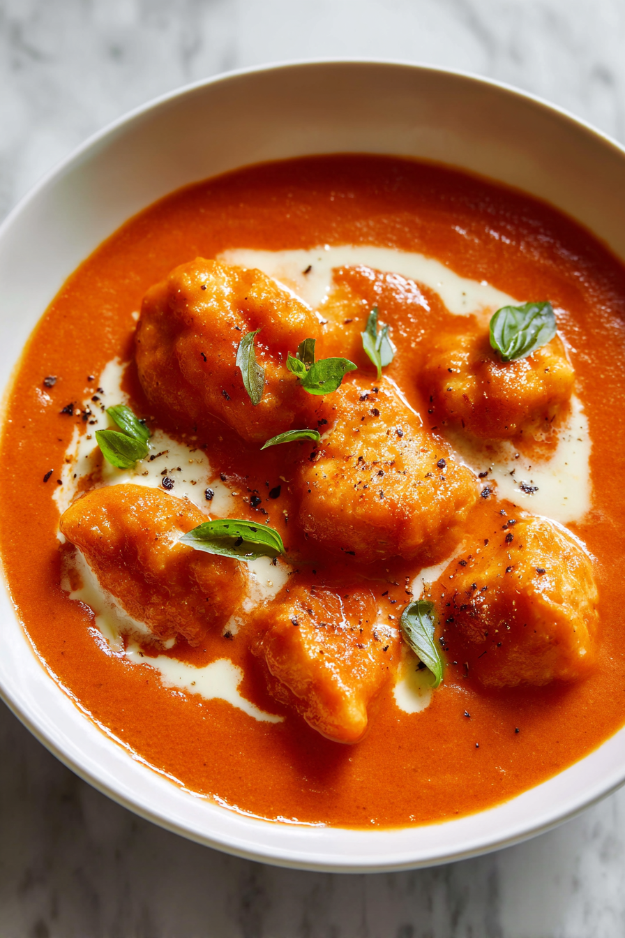 Cheese Dumpling Tomato Soup