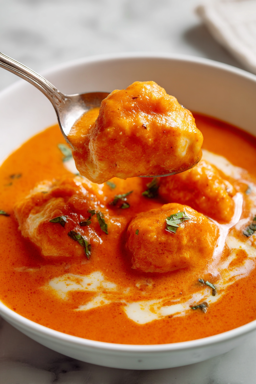 Cheese Dumpling Tomato Soup