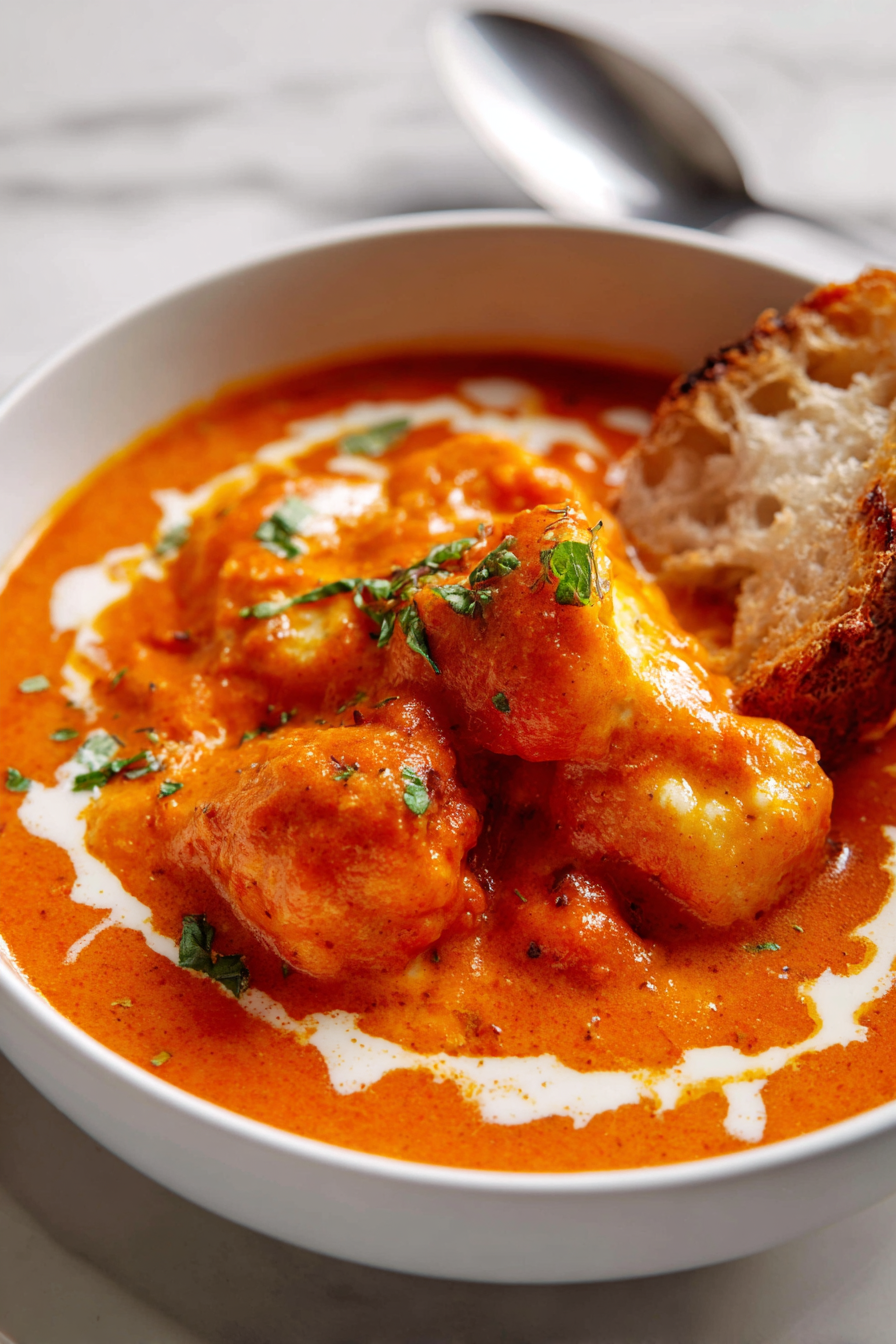 Cheese Dumpling Tomato Soup