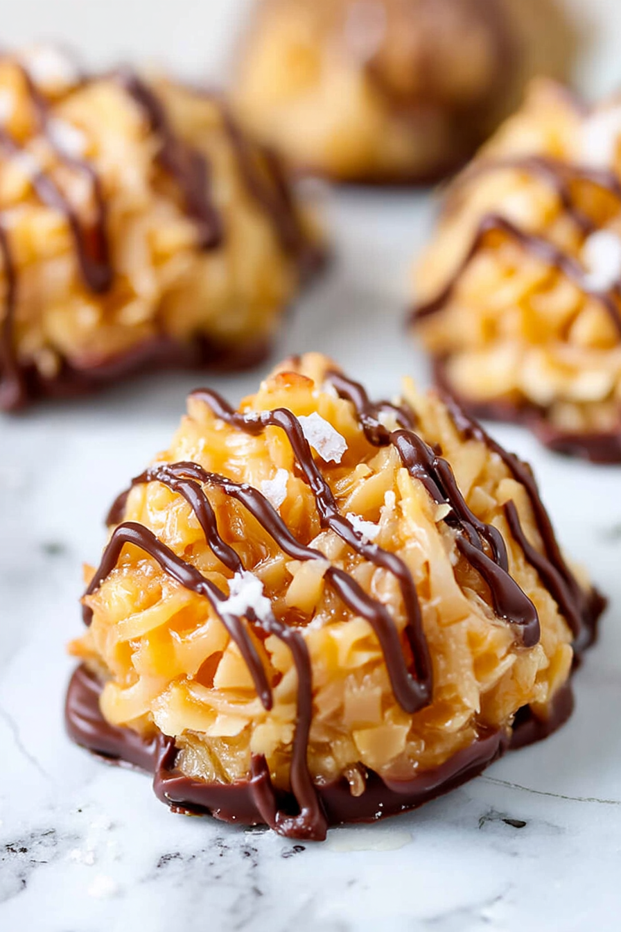 No Bake Salted Caramel Coconut Macaroons