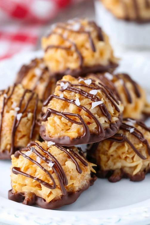 No Bake Salted Caramel Coconut Macaroons