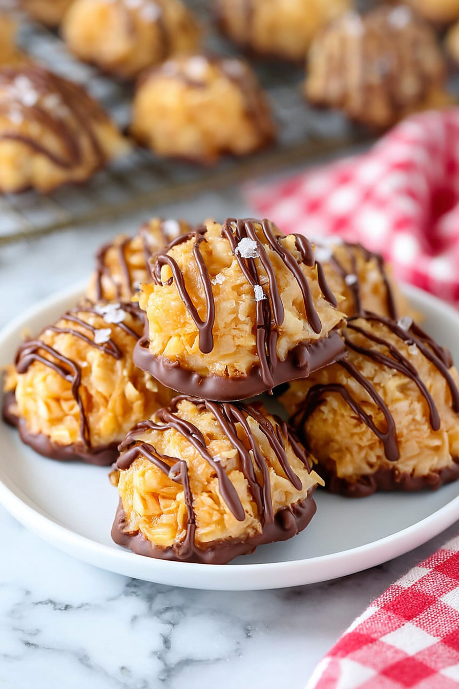 No Bake Salted Caramel Coconut Macaroons