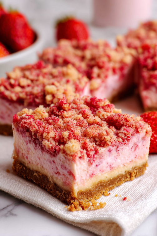 Strawberry Shortcake Cheesecake Bars