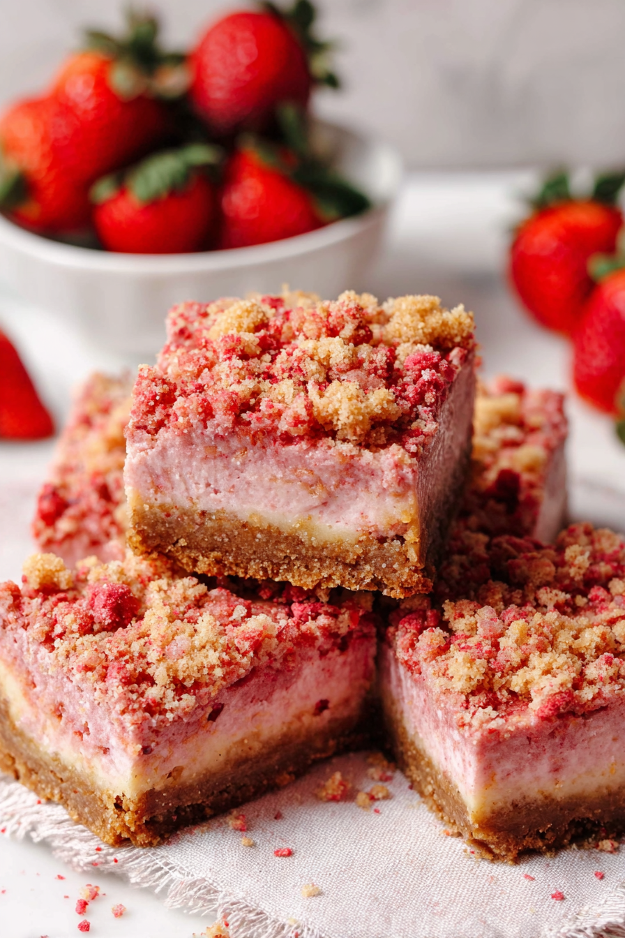 Strawberry Shortcake Cheesecake Bars