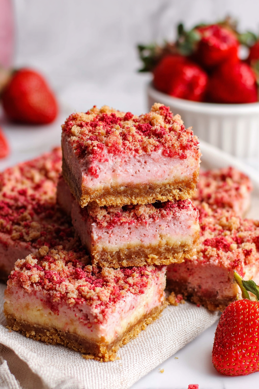Strawberry Shortcake Cheesecake Bars