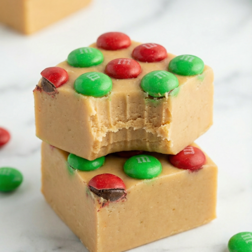 Peanut Butter Fudge with M&Ms