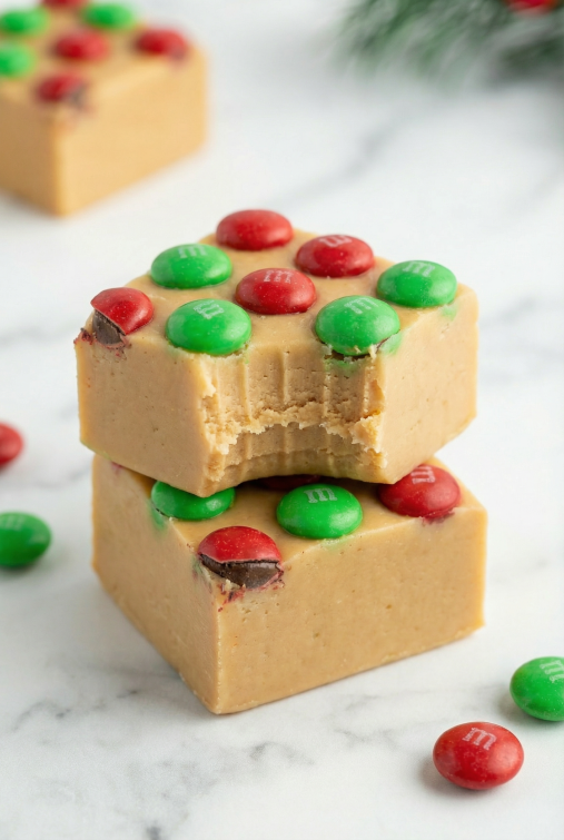 Peanut Butter Fudge with M&Ms