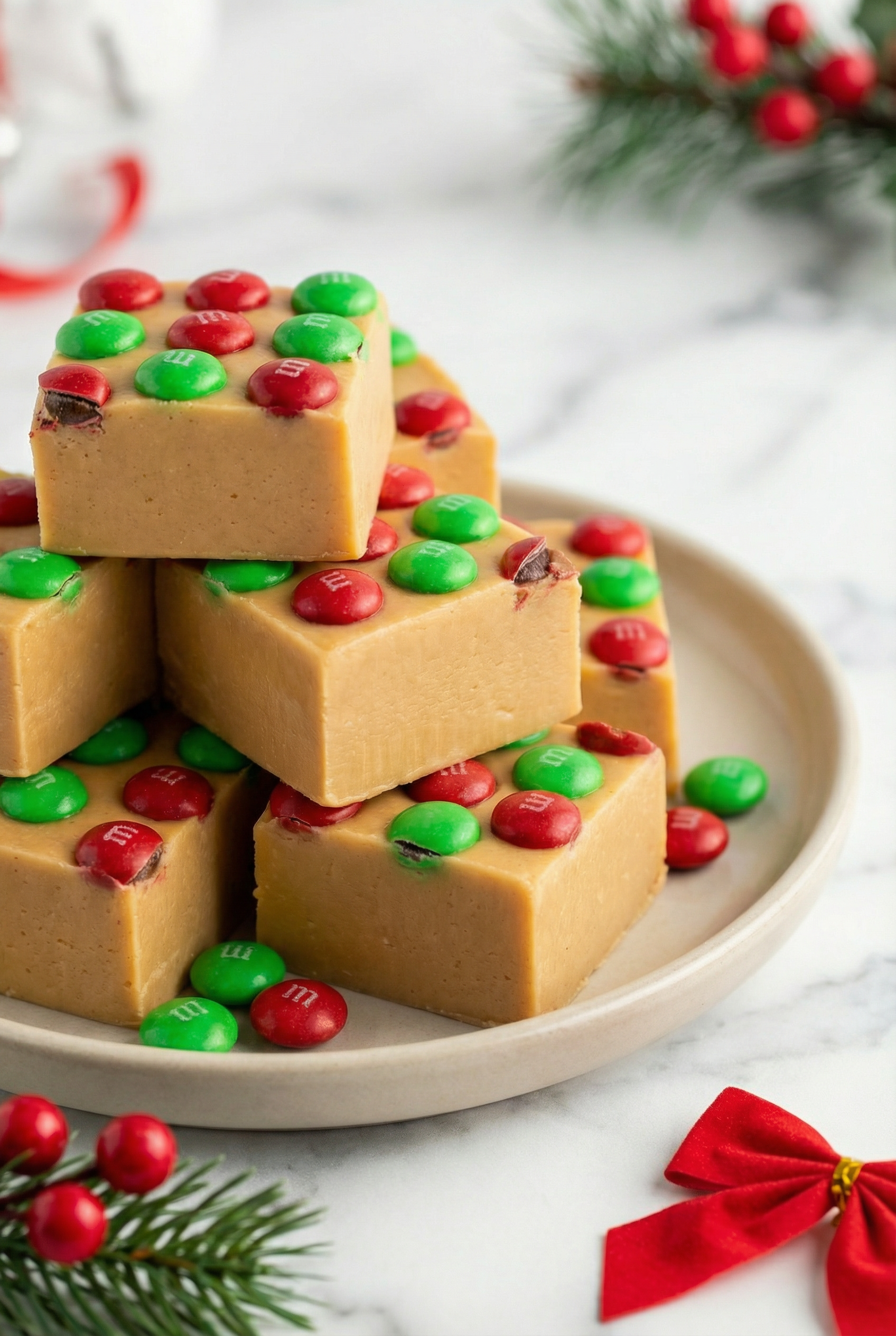 Peanut Butter Fudge with M&Ms
