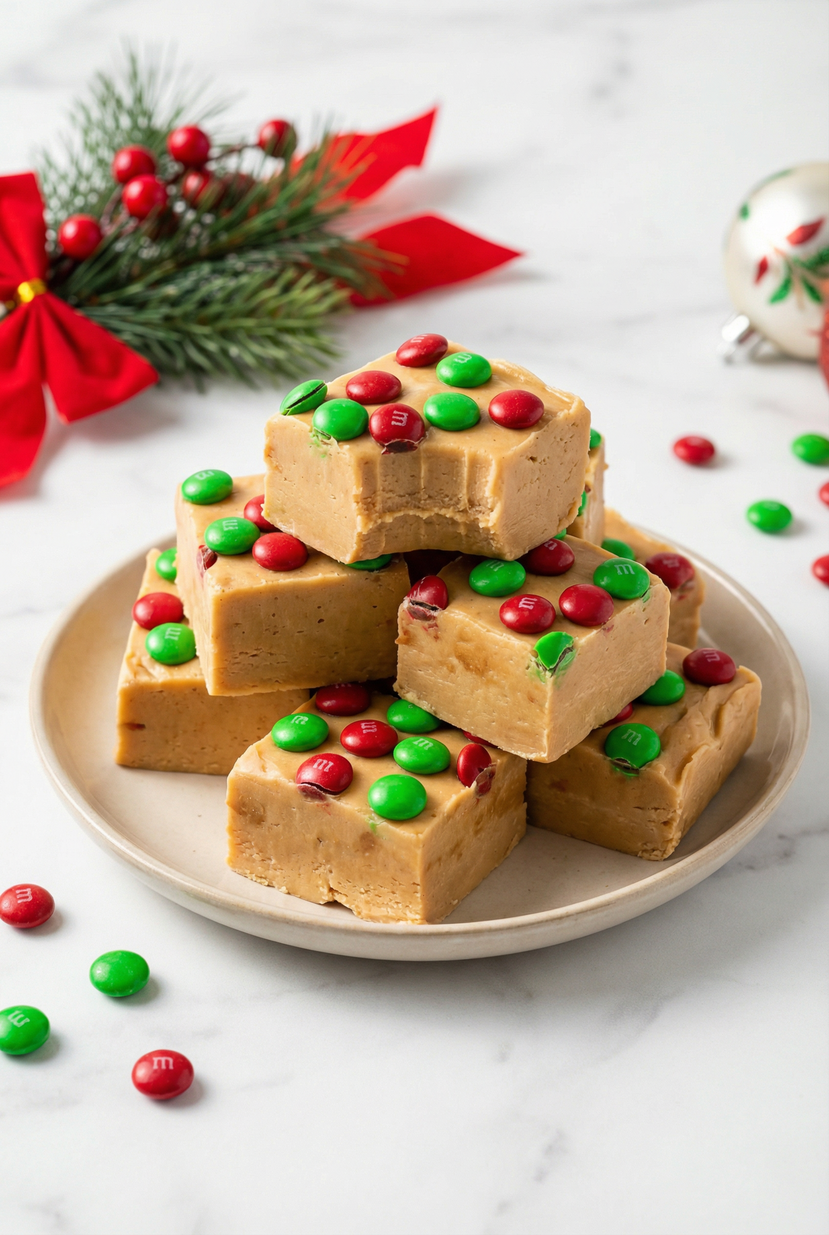 Peanut Butter Fudge with M&Ms
