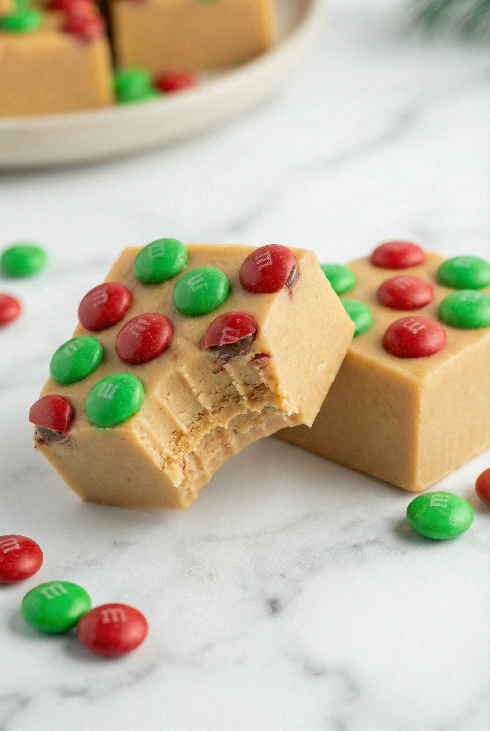 Peanut Butter Fudge with M&Ms